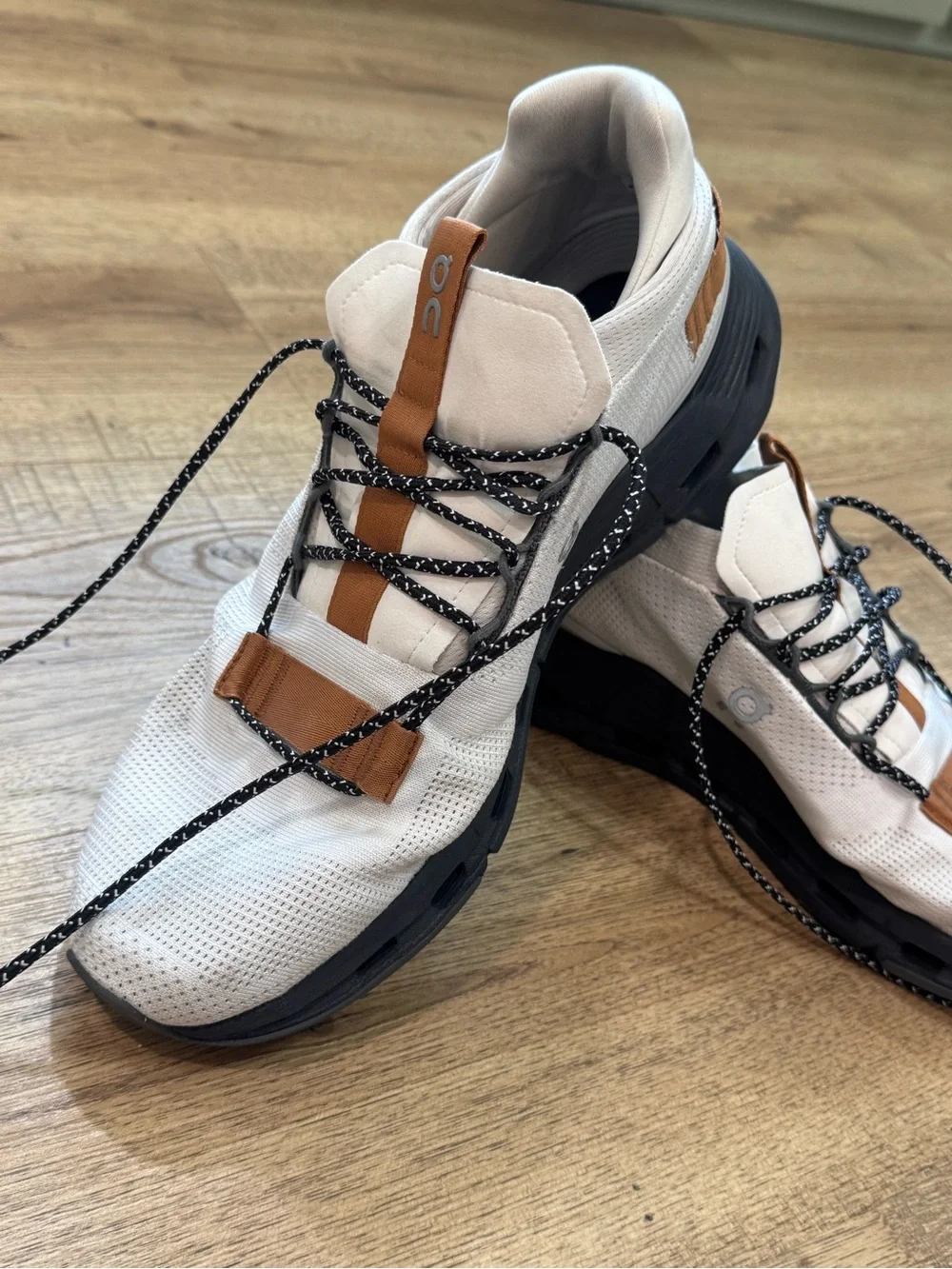 On Running Men's White and Brown Sneakers with Black Sole